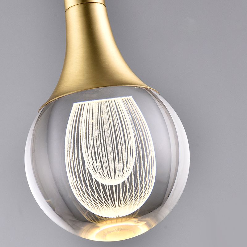 Crystal Geometric Shape Hanging Light Modern 1 Light Hanging Light Fixtures in Brass
