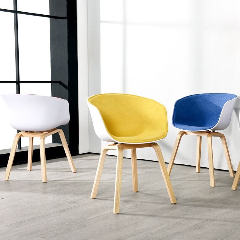 Fauteuil de salle à manger à dossier solide blanc moderne, fauteuil de cuisine en bois