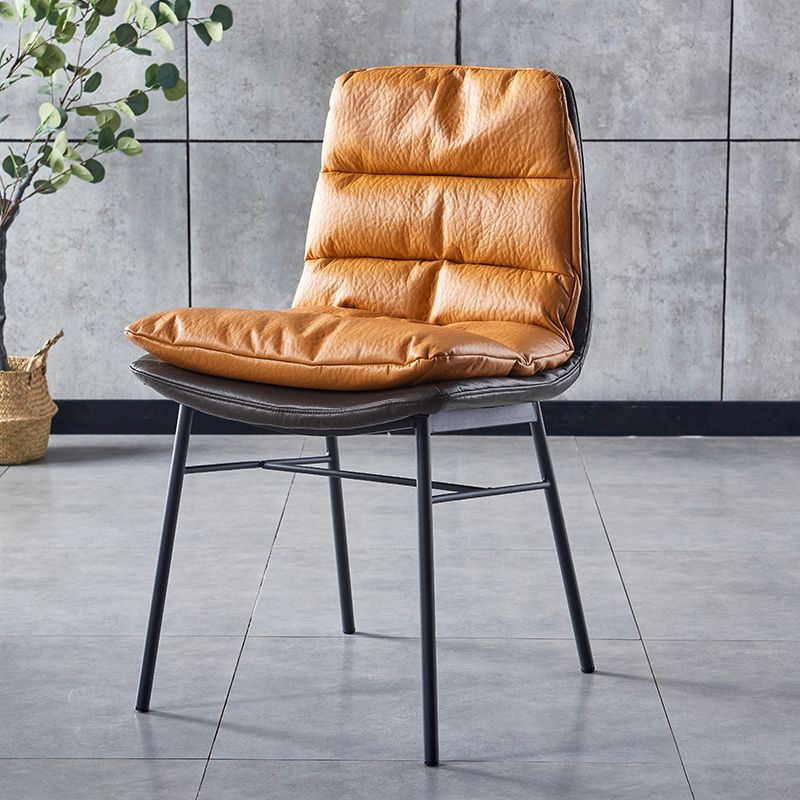 Modern Design Leather Dining Side Chair Upholstered Solid Back Armless Chairs