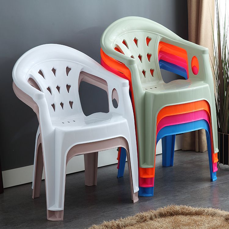Fauteuil de salle à manger en plastique contemporain, chaise latérale empilable à dossier à lattes pour la maison