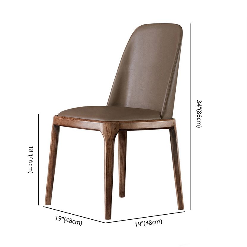 Scandinavian Style Wood Dining Chairs Dining Room Armless Solid Back Chair