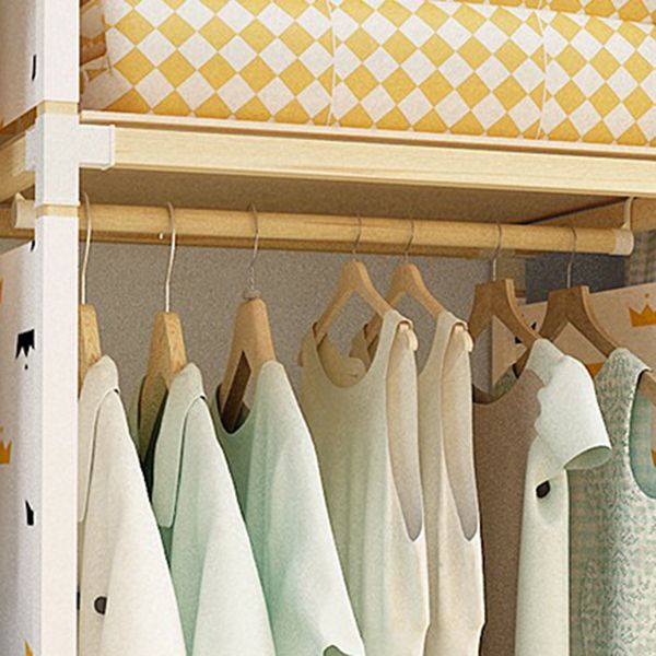 Walnut Wood Frame Wardrobe Armoire Contemporary Style Wardrobe Cabinet for Bedroom