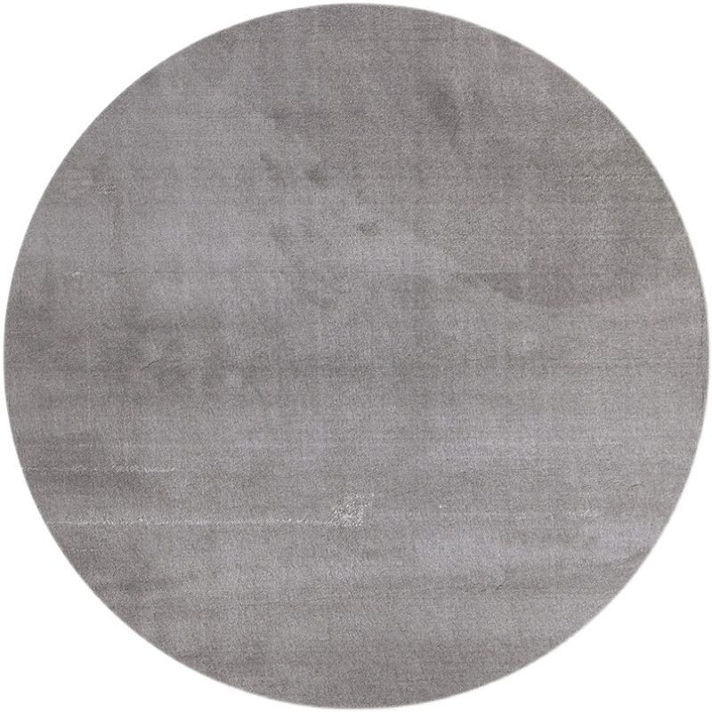 Round Gray Tone Casual Indoor Rug Polyester Solid Rug Non-Slip Backing Indoor Rug for Living Room