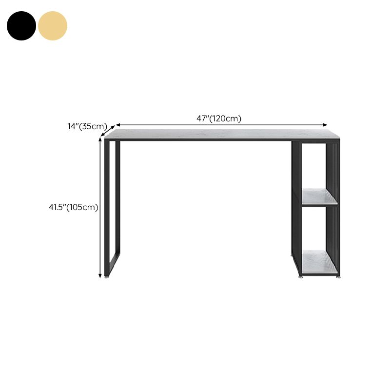 Industrial Style Rectangle Bar Table Faux Marble Double Pedestal Bar Dining Table