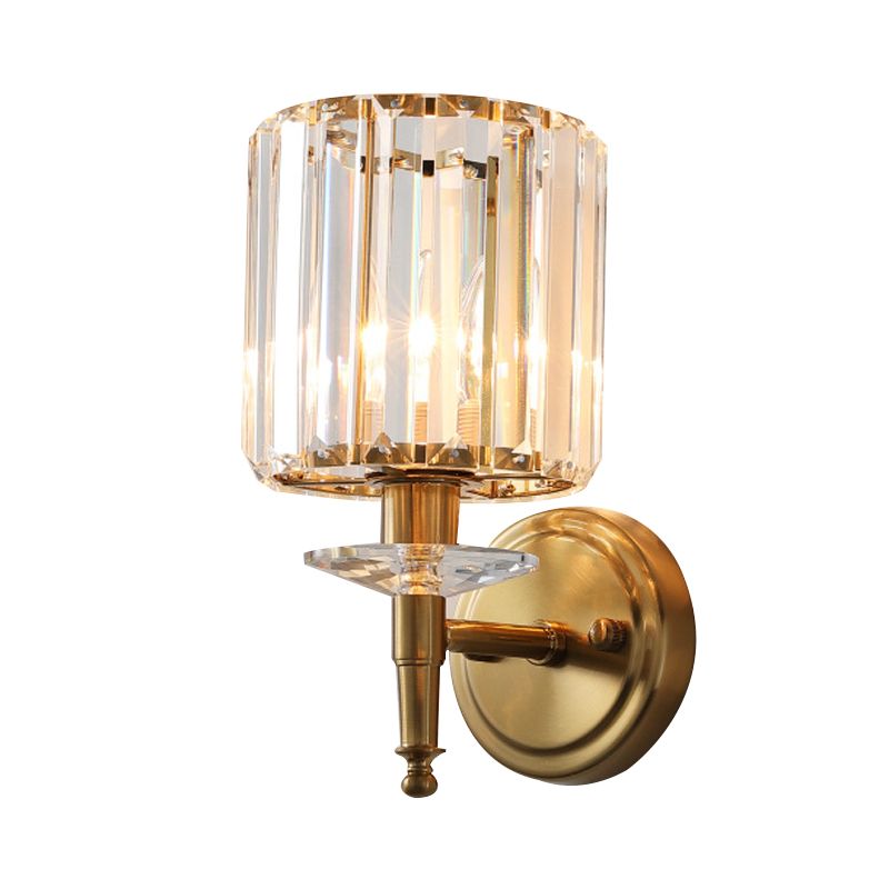 Geometric Wall Lighting Modern Crystal 1 Light Wall Sconces in Gold