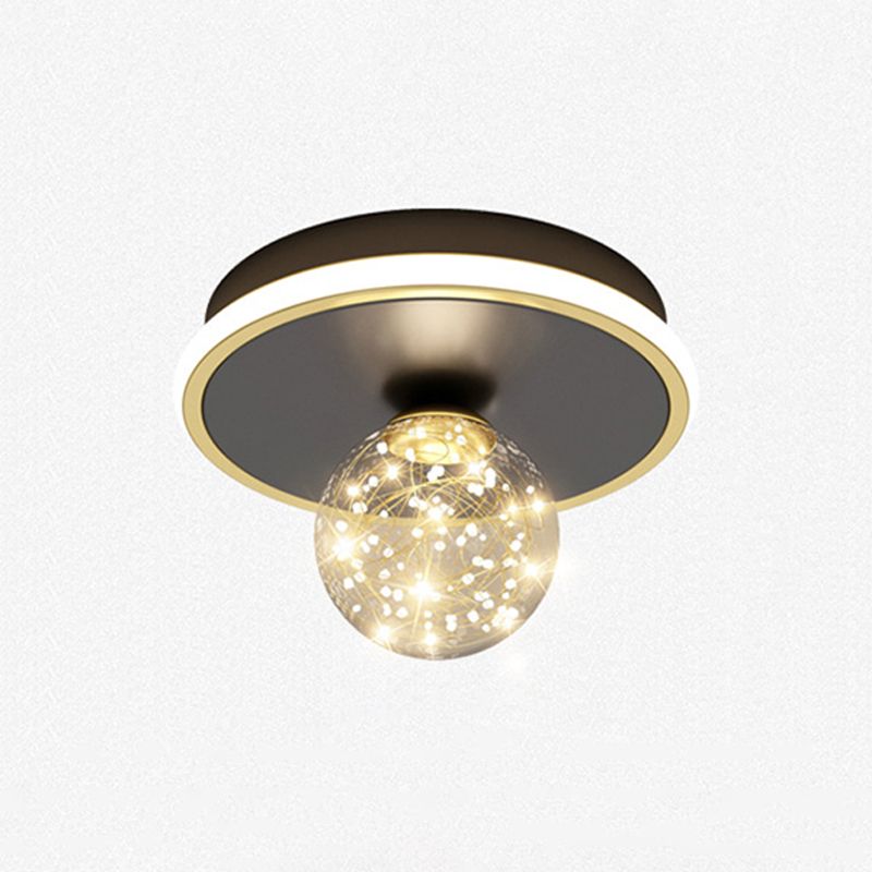Contemporary Sphere Flush Light Fixture Metallo 2 Luce Flush Mount Plafoniera in Nero