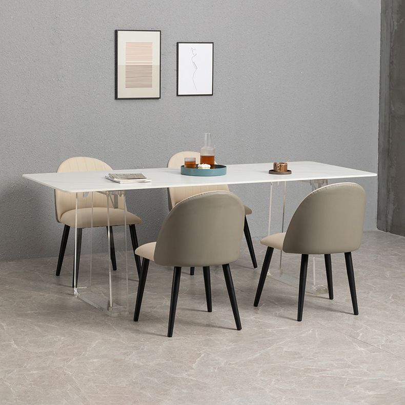 Sintered Stone Top Esstisch Rechteck Esstisch mit Acryl -Doppel -Sockelbasis