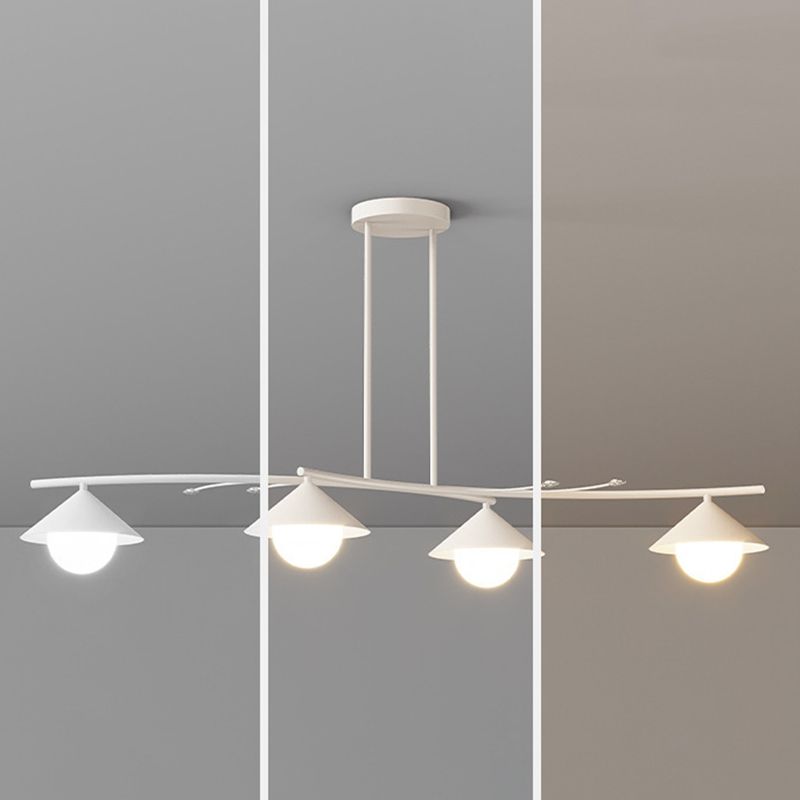 Modernism White 4-Light Kitchen Island Lighting Shaded Island Pendant Lighting