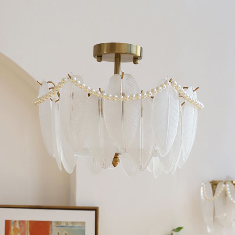 Faire de plumes lampe de plafond support de fer moderne monte à chasse à lampe à lampe en verre pour balcon