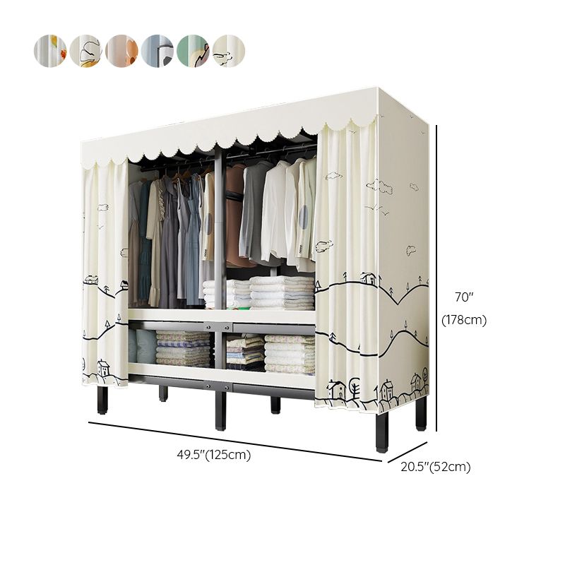 Metal Frame Freestanding Wardrobe Foldable Wardrobe with Garment Rod