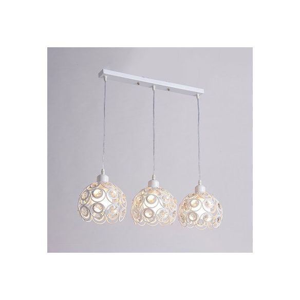 Lampada a sospensione a gabbia in metallo a cupola moderna cristallo 1/3 luci bianche/nere lampada appesa con baldacchino rotondo/lineare