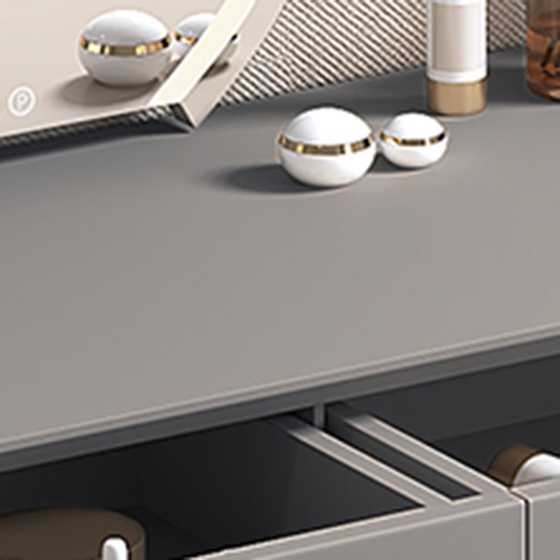 Gray Wood Vanity Desk Modern Simple 2 Drawers Dresser with Stool - 29.5" H