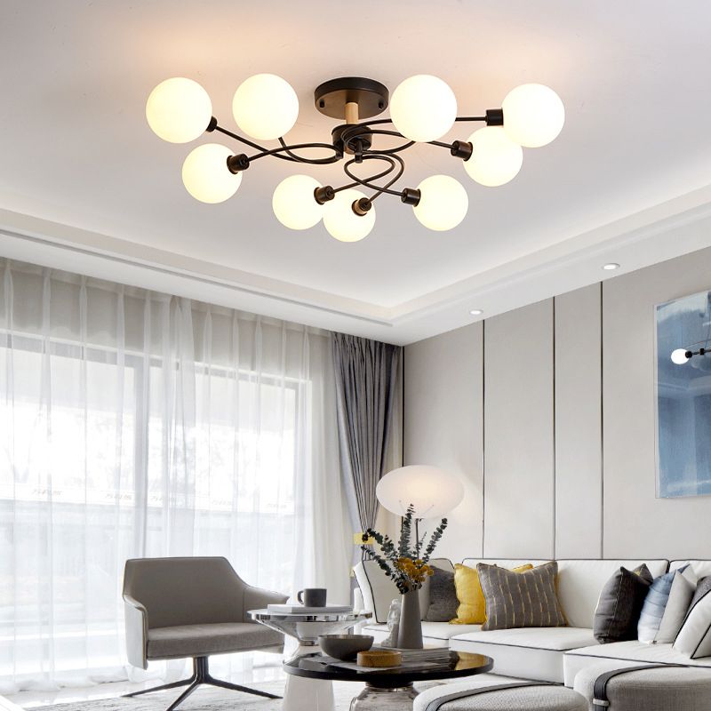Multi Light Spherical Ceiling Lamp Modern Style Glass Ceiling Lighting for Living Room