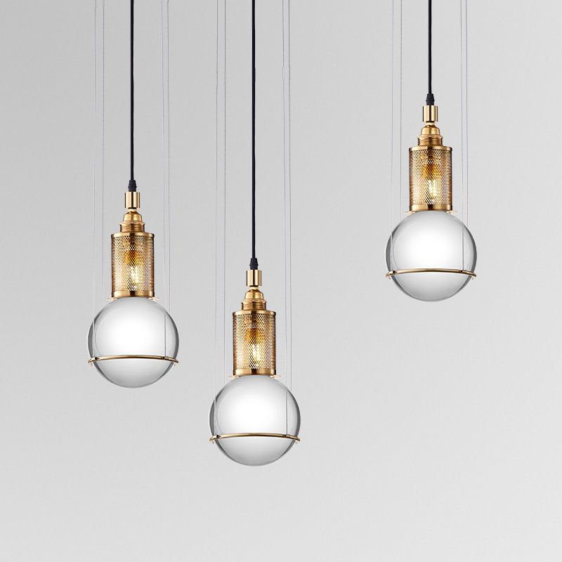Modern Creative Globe Pendant Light Electroplate Iron Hanging Lamp with Crystal Shade