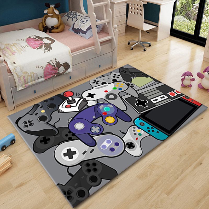 Funky Gamepad Print Carpet Polyester Indoor Rug Non-Slip Backing Rug for Living Room
