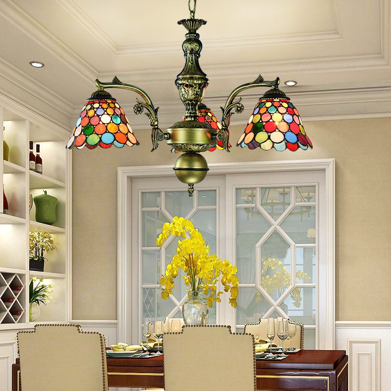 Vidst Vink Geométrico/Dragón de Dragón/Luz de colgante de girasol con cadena colgante ajustable 3 luces Candelera en acabado de bronce antiguo