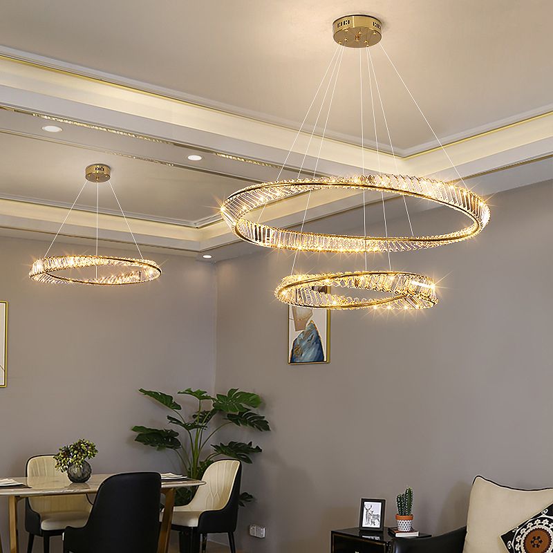 Modern Orbicular Ceiling Pendant Light Crystal Hanging Lamp Kit
