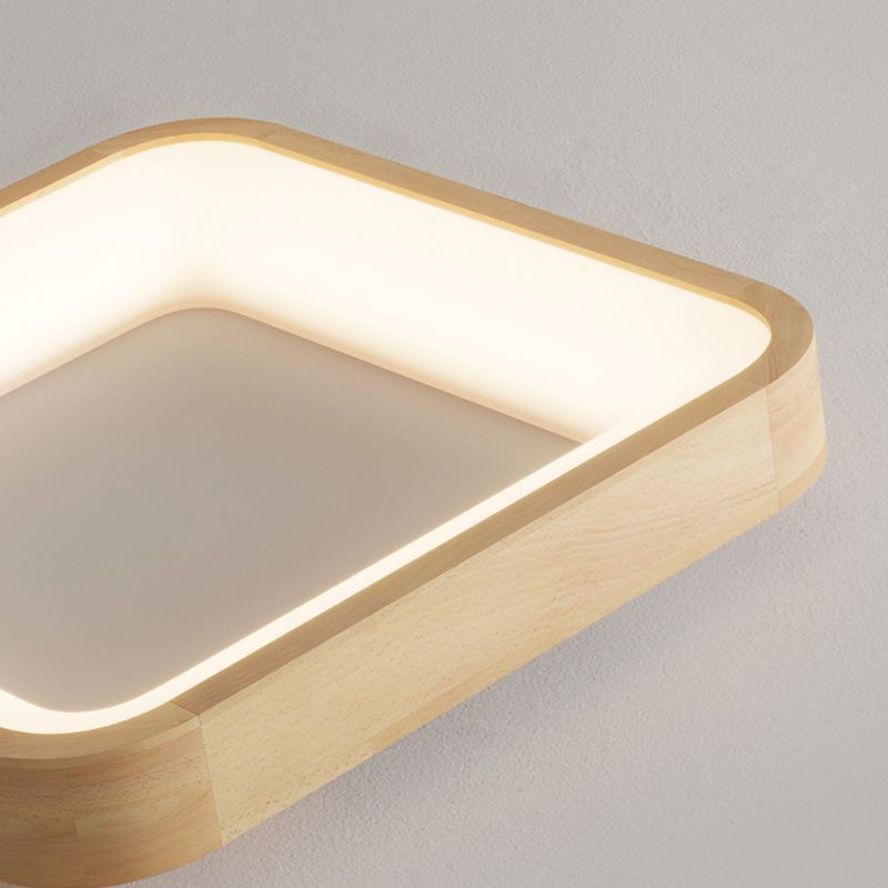 Wood Geometric Flush Mount Light Modern 1 Light Flush Mount Lighting Fixtures in Brown