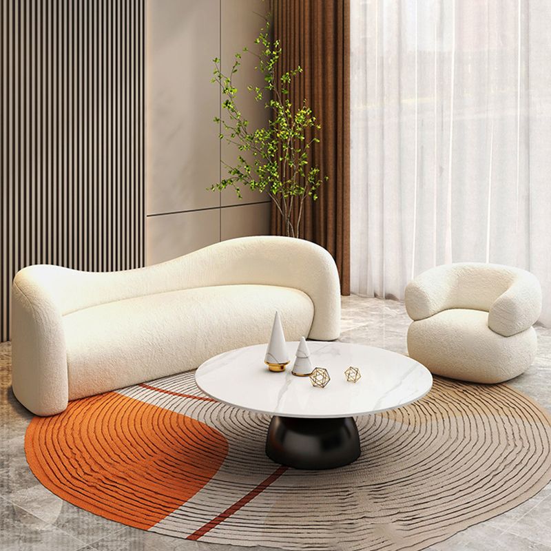 Wool Contemporary Curved Sofa Sloped Arm Sofa for Living Room