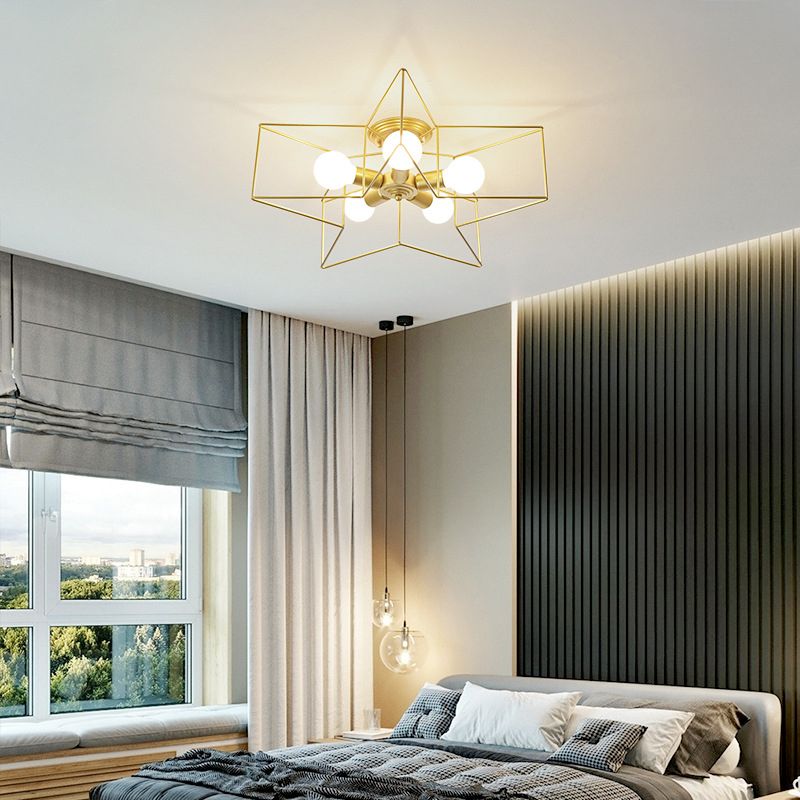 Star Shape Flush Mount Ceiling Fixture Modern Flush Ceiling Lights in Gold