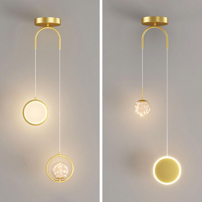 Kugelförmige Form des zeitgenössischen Stils Anhänger Lichter Metall 2 hängende Lampen