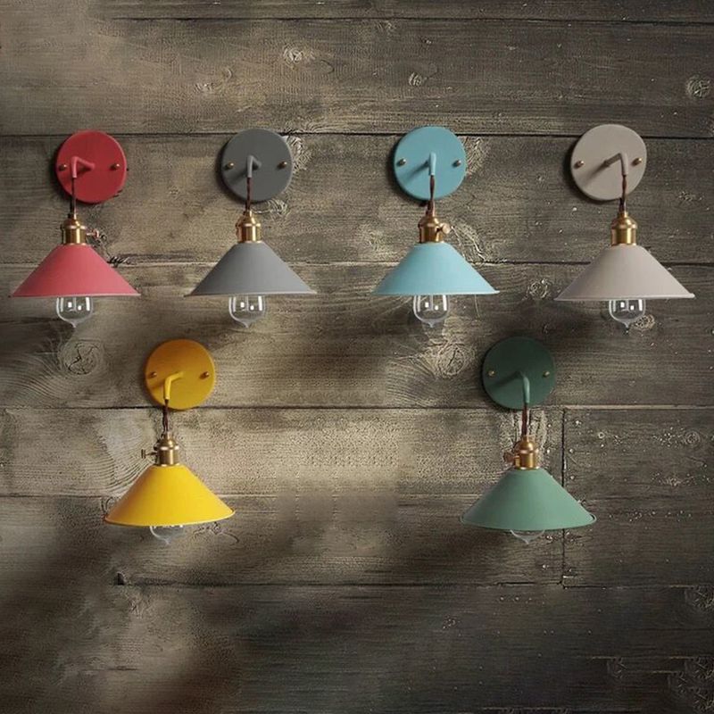 1-Light Cone Wall Light Sconce Modern Style Metal Wall Mounted Lights