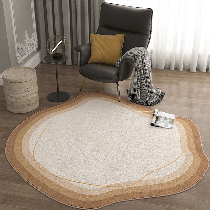 Brown Simplicity Carpet Polyester Color Block Carpet Washable Carpet for Living Room