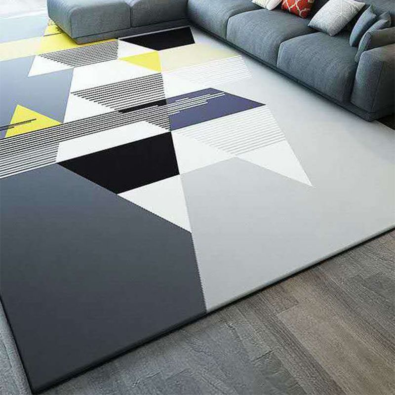 Scandinavian Living Room Rug Multi Colored Geometric Print Area Carpet Polyster Non-Slip Backing Easy Care Area Rug