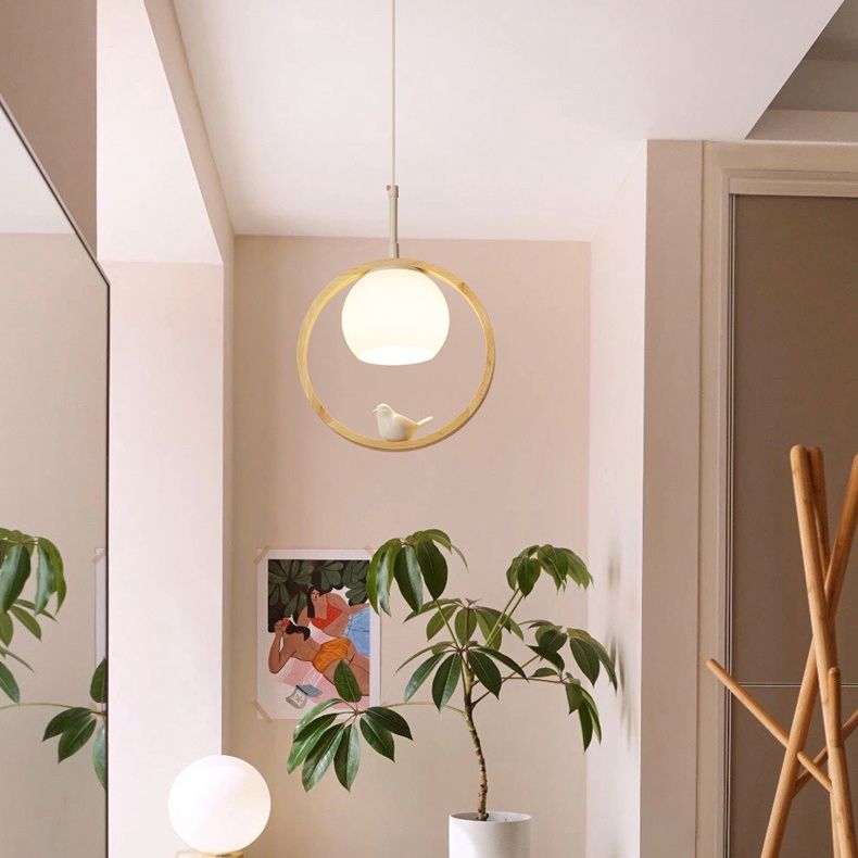 Holz nordisch moderne hängende Anhänger Licht 1-Licht-Tropfen Anhänger für Balkon