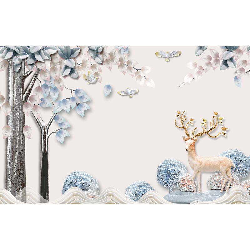 Forest Leisure Reindeer Mural Wallpaper Contemporary Non-Woven Material Wall Decor