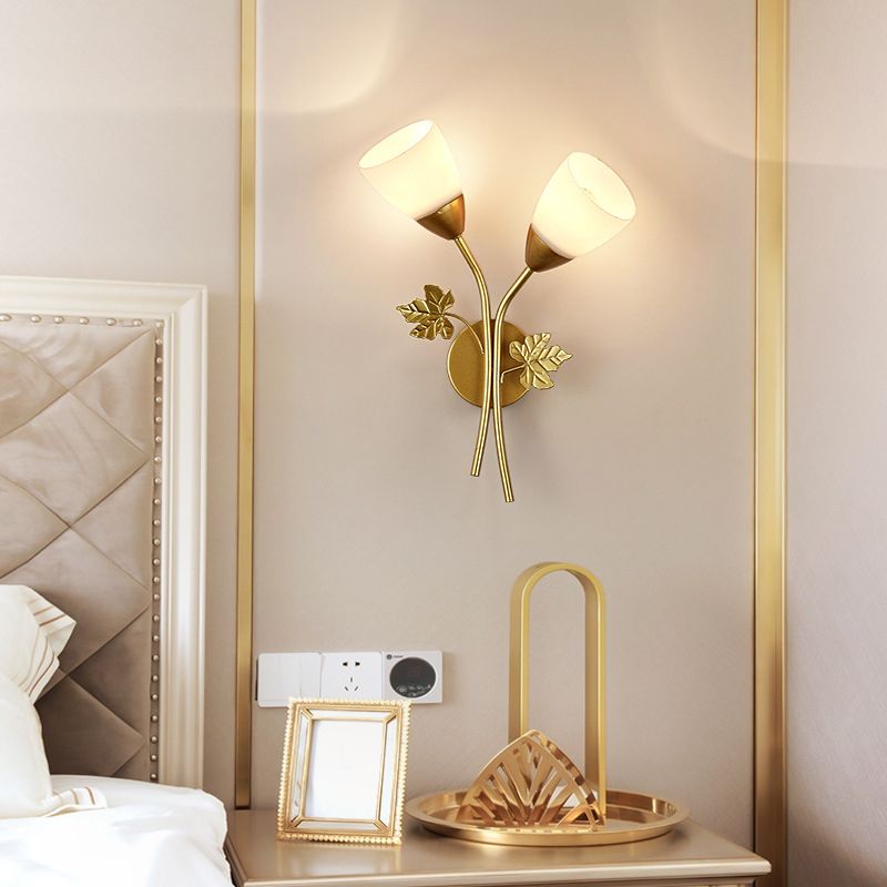 Contemporary Wall Sconce Flower Sconce Lighting with Glass for Bedroom