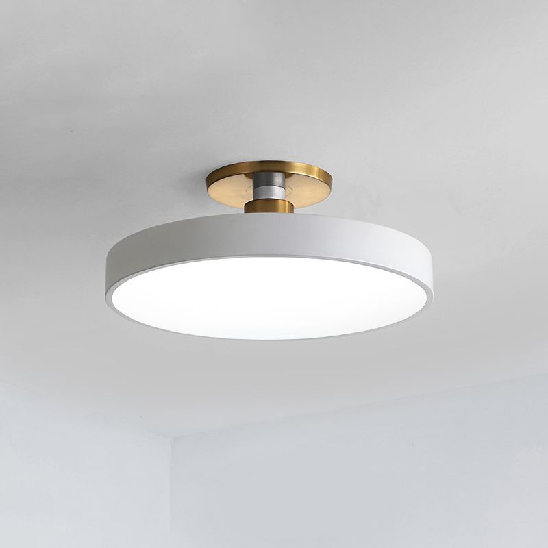 Drum metalen plafondlamp Noordse LED witte semi-inbouwverlichting in warm/wit licht, 12"/16"/19,5" W