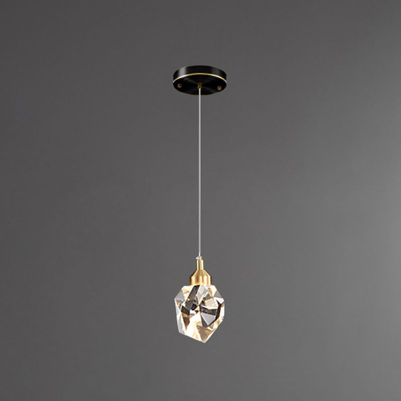 Lampe suspendue géométrique en cuivre dans un pendentif en cristal de style artistique moderne pour chambre à coucher
