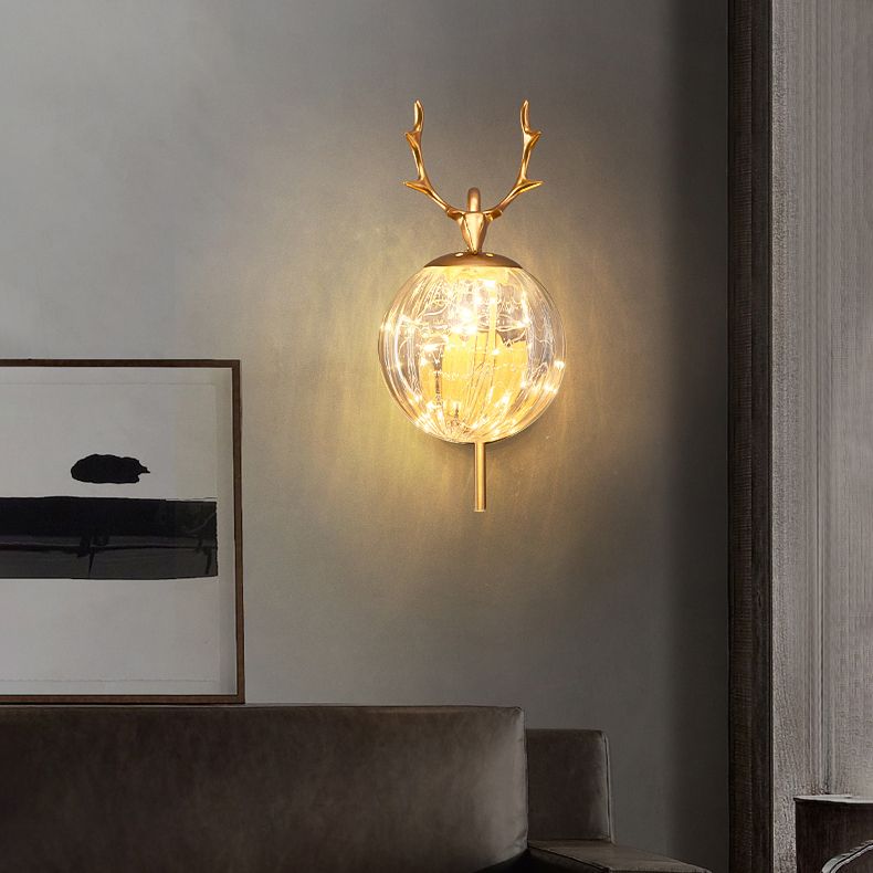 Modern Style Spherical Shape Wall Sconce Metal 1 Light Sconce Lighting for Bedroom