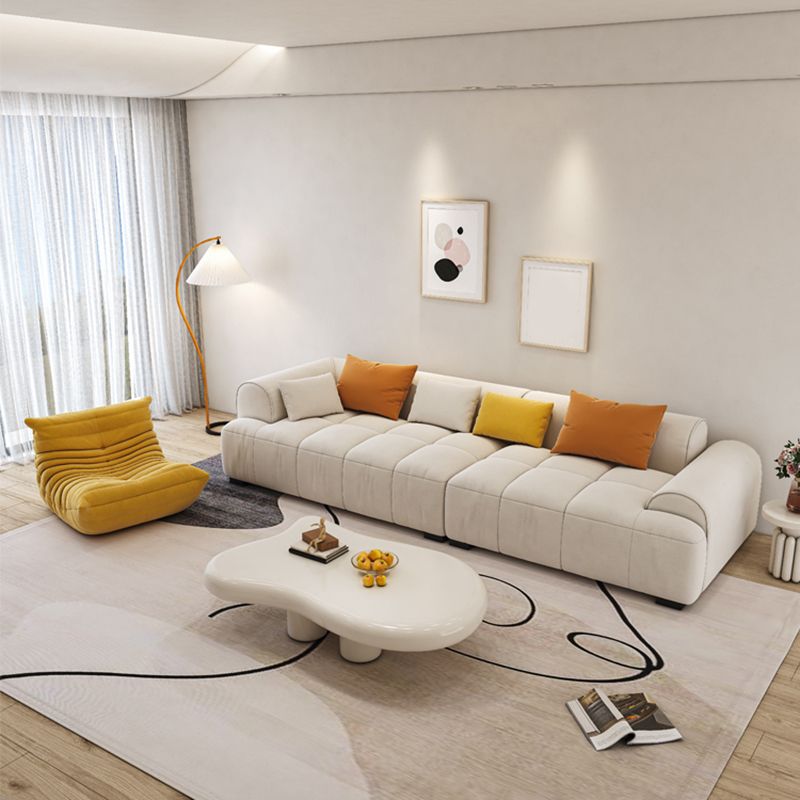 Scandinavian Fabric Stationary Sofa Recessed Arm Sofa with Pillows