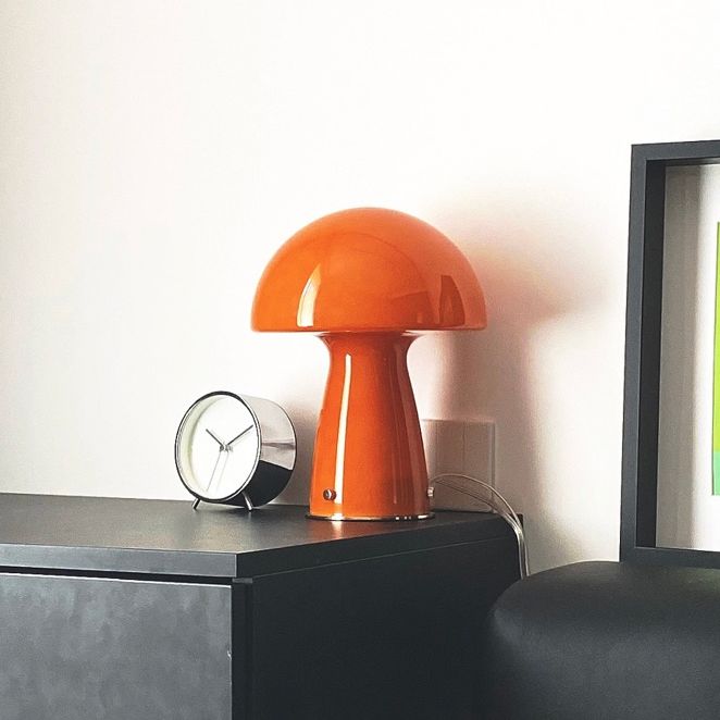 Macaron Style Dome Shade Table Light Glass 1 Head Bedroom Nightstand Lamp