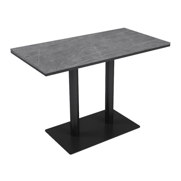 Industriële keukentafel van gesinterde steen, grijze tafel met zwart frame voor eetkamer