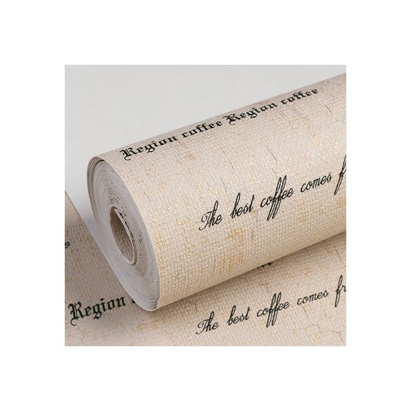Coffee Shop Wallpaper with English Letters Design, 21-inch x 33-foot, Non-Pasted