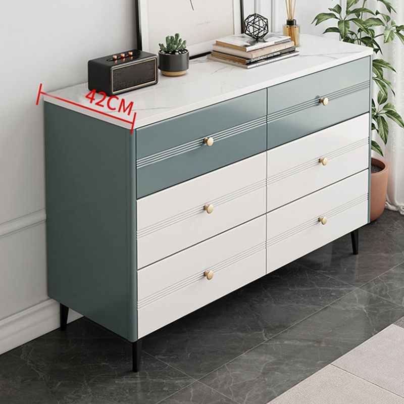Wooden Storage Drawer Accent Chest White and Blue Cabinet with Drawers