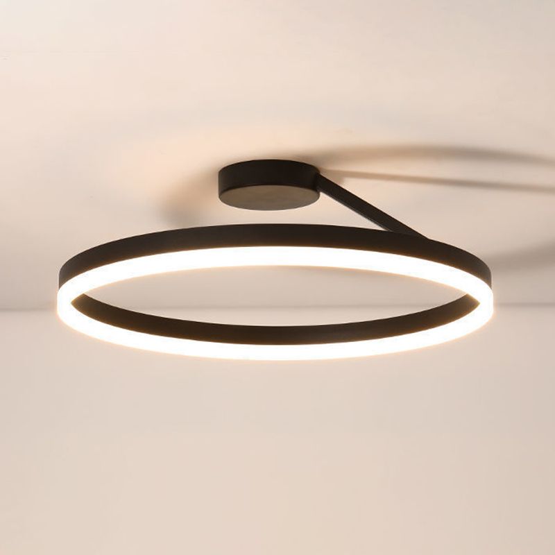 Minimalisme Cirkel LED-plafondlamp Eigentijdse stijl Acryl Semi-inbouwlamp voor slaapkamer-eetkamer