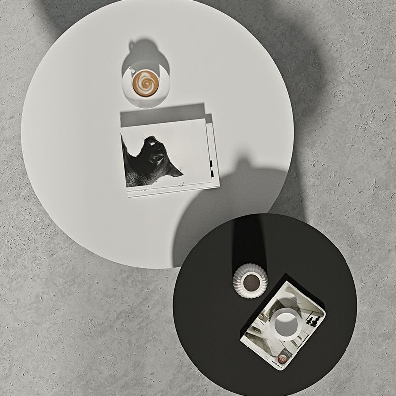 Pedestal Black/White Coffee Table Metal Round Cocktail Table