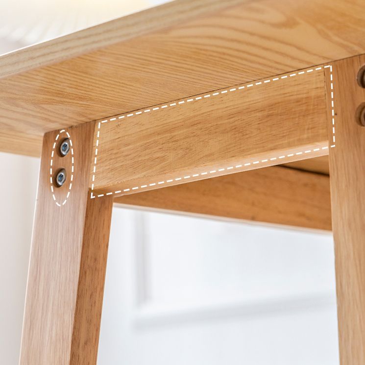 Modern Style Bistro Bar Table Rectangle Solid Wood Bar Table with Footrest