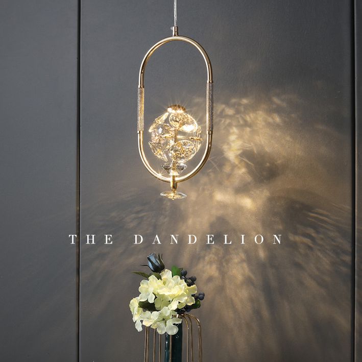 Messing afwerking lus hanglampverlichting minimalistisch metalen led plafond suspensielamp met kristal kraal