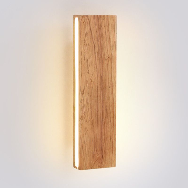 Contemporary Vanity Light Rectangle Wall Sconce with Wood for Bathroom