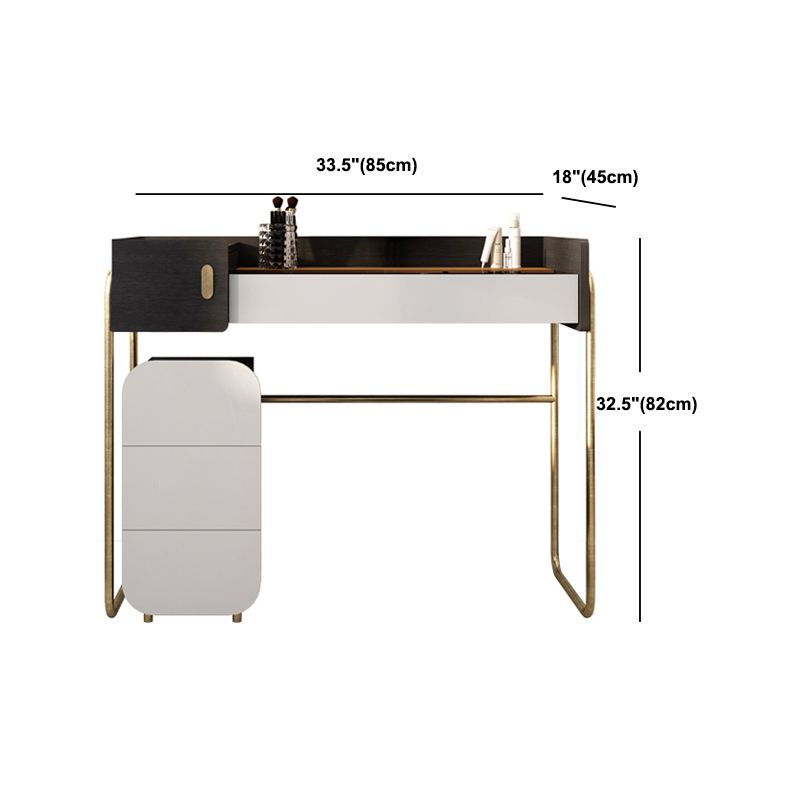 Tempered Glass Countertop Black/white Base with 4 Drawer Dresser