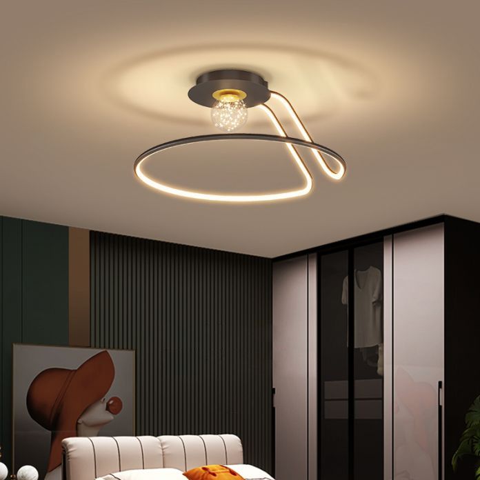 Apparecchio di illuminazione da soffitto per montaggio a incasso in stile moderno a 2 luci in nero