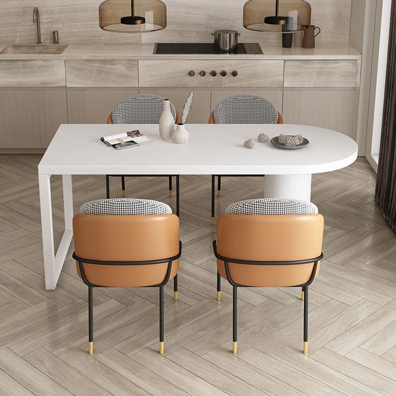 Free Form Sintered Stone Dining Table Modern Dining Table with Double Pedestal for Home