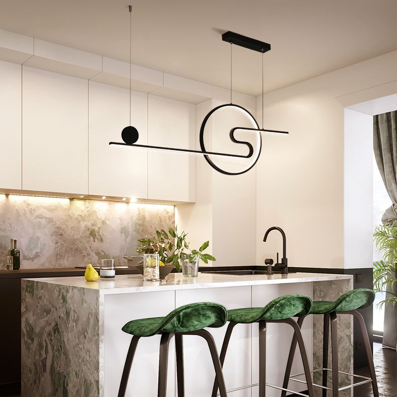 Modern Simplicity LED Linear Pendant Light Aluminium Adjustable Hanging Lamp for Dining Room