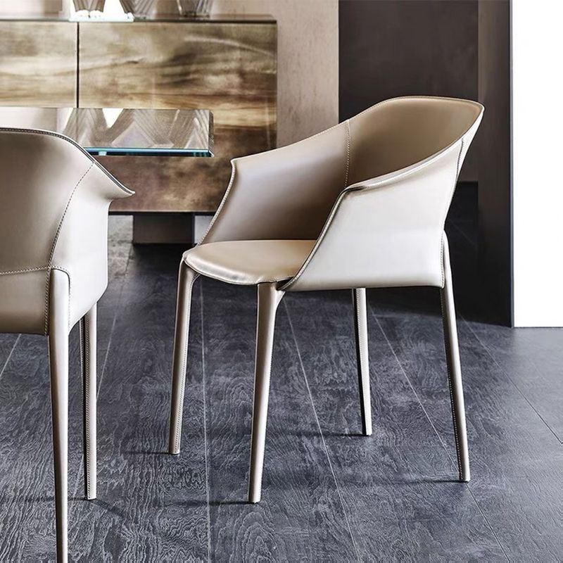 Modern Style Arm Chair Leather Indoor Dining Chair for Home Use