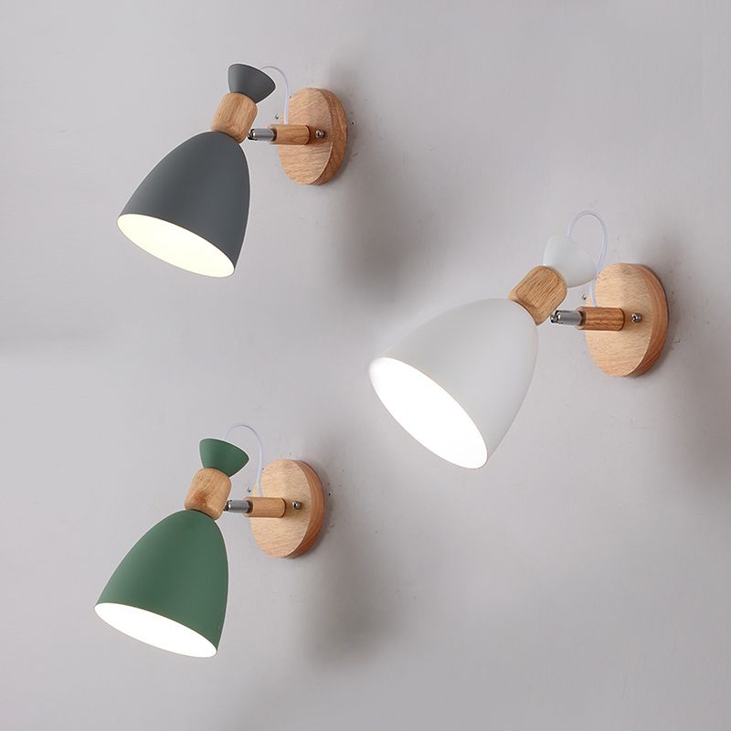 Lámpara de luz cónica de estilo nórdico de estilo de metal de la pared de la pared de la pared del dormitorio